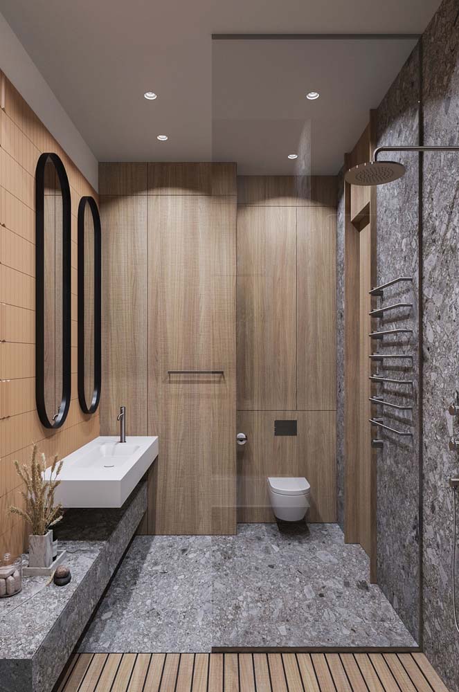 Bathroom with wooden floors - 12