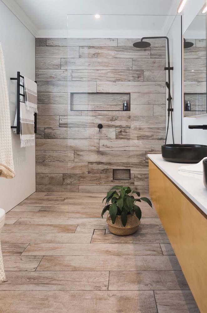 Bathroom with wooden floors - 43