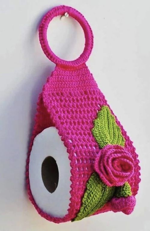Crochet toilet paper holder - 11
