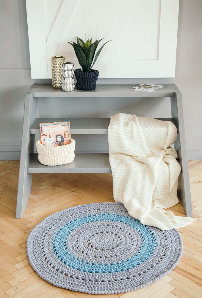 Round crochet rug for living room-012