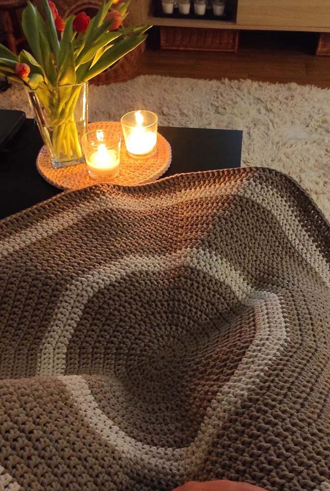 Round crochet rug for living room-015
