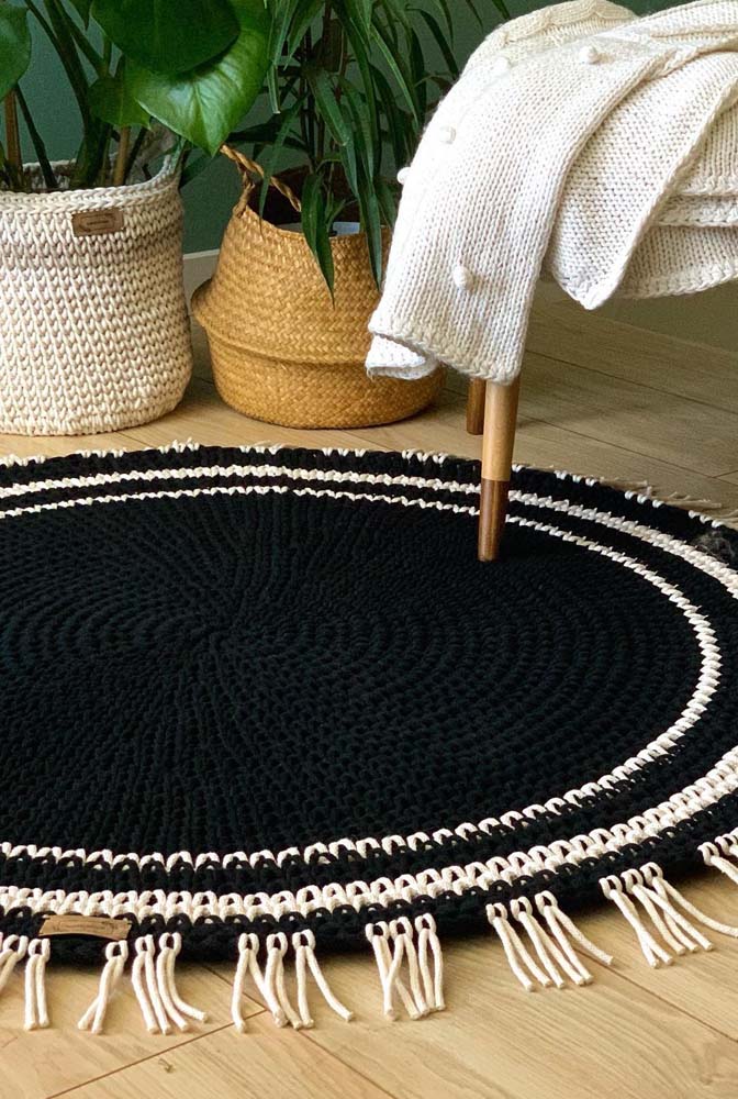 Round crochet rug for living room-016