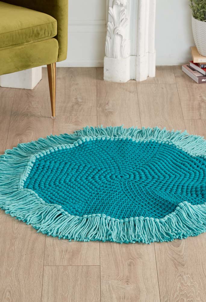 Round crochet rug for living room-019
