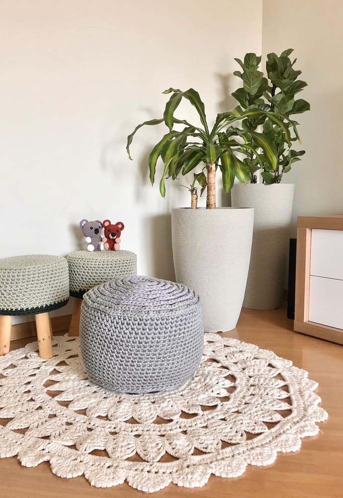 Round crochet rug for living room-030