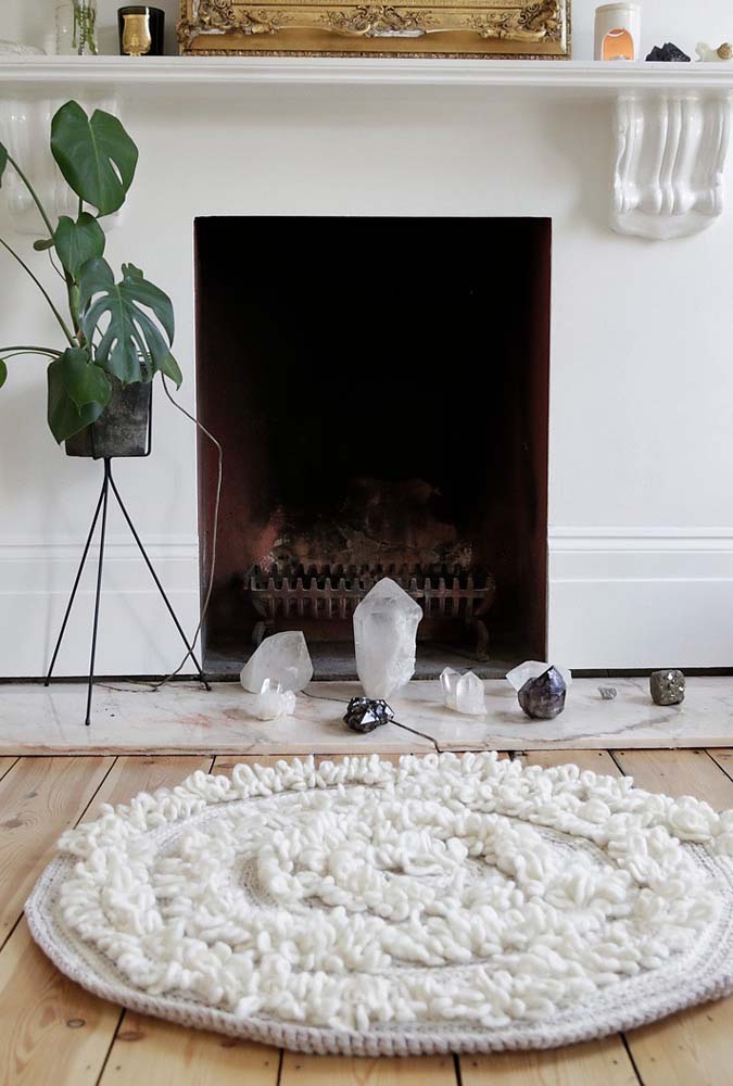Round crochet rug for living room-034