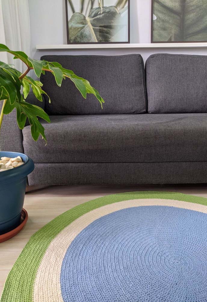 Round crochet rug for living room-040