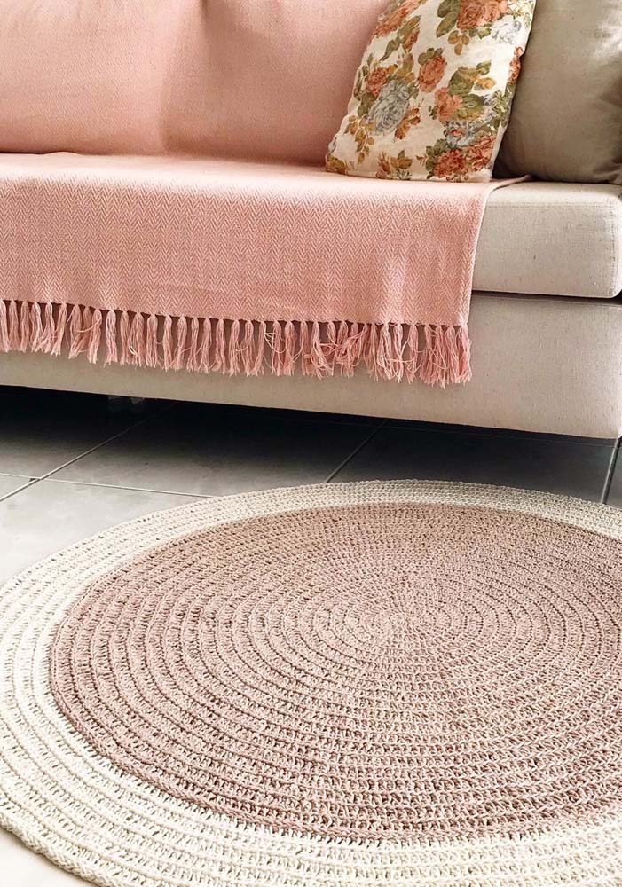 Round crochet rug for living room-043