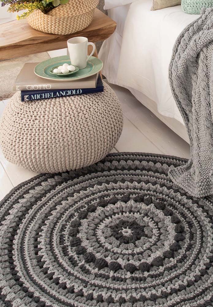 Round crochet rug for living room-048