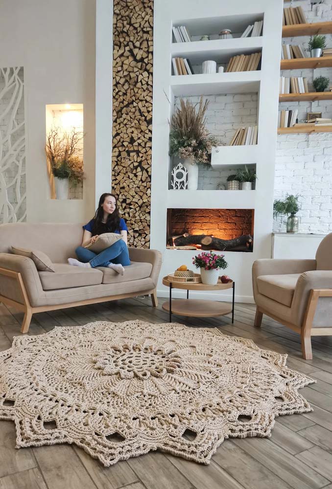 Round crochet rug for living room-06