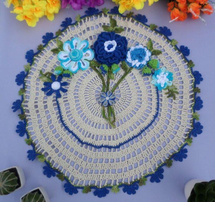 Crochet rug with flowers photos graphics and tutorials for you to make your own - 03